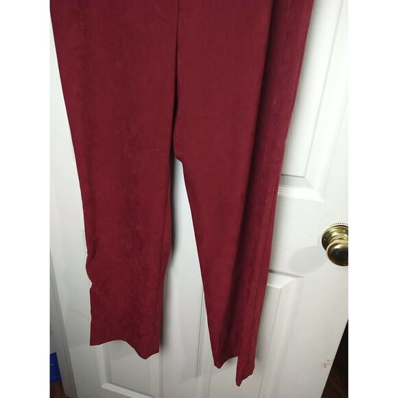 Doncaster Woman 14 Pants Red Trouser Suede Feel Flat Front Straight Leg - Picture 3 of 11
